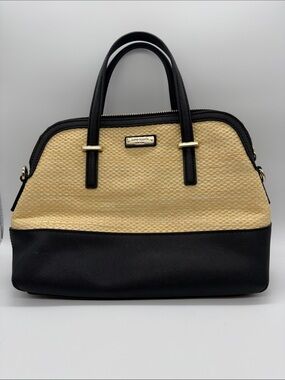 kate spade Black & Natural Straw Top-Handle Satchel
